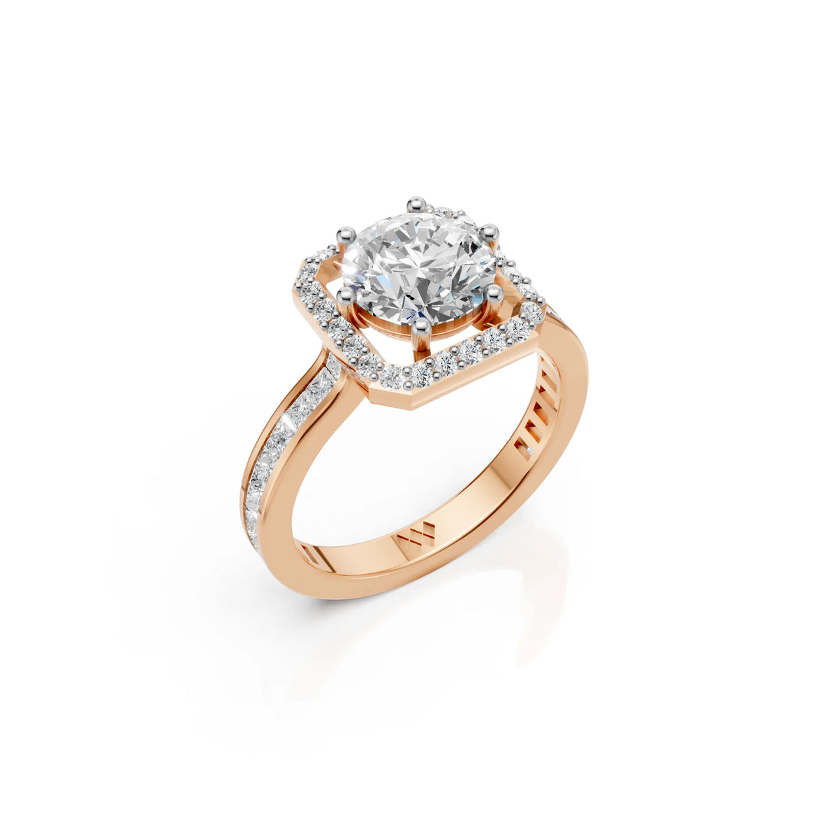 Round Halo Solitaire Ring