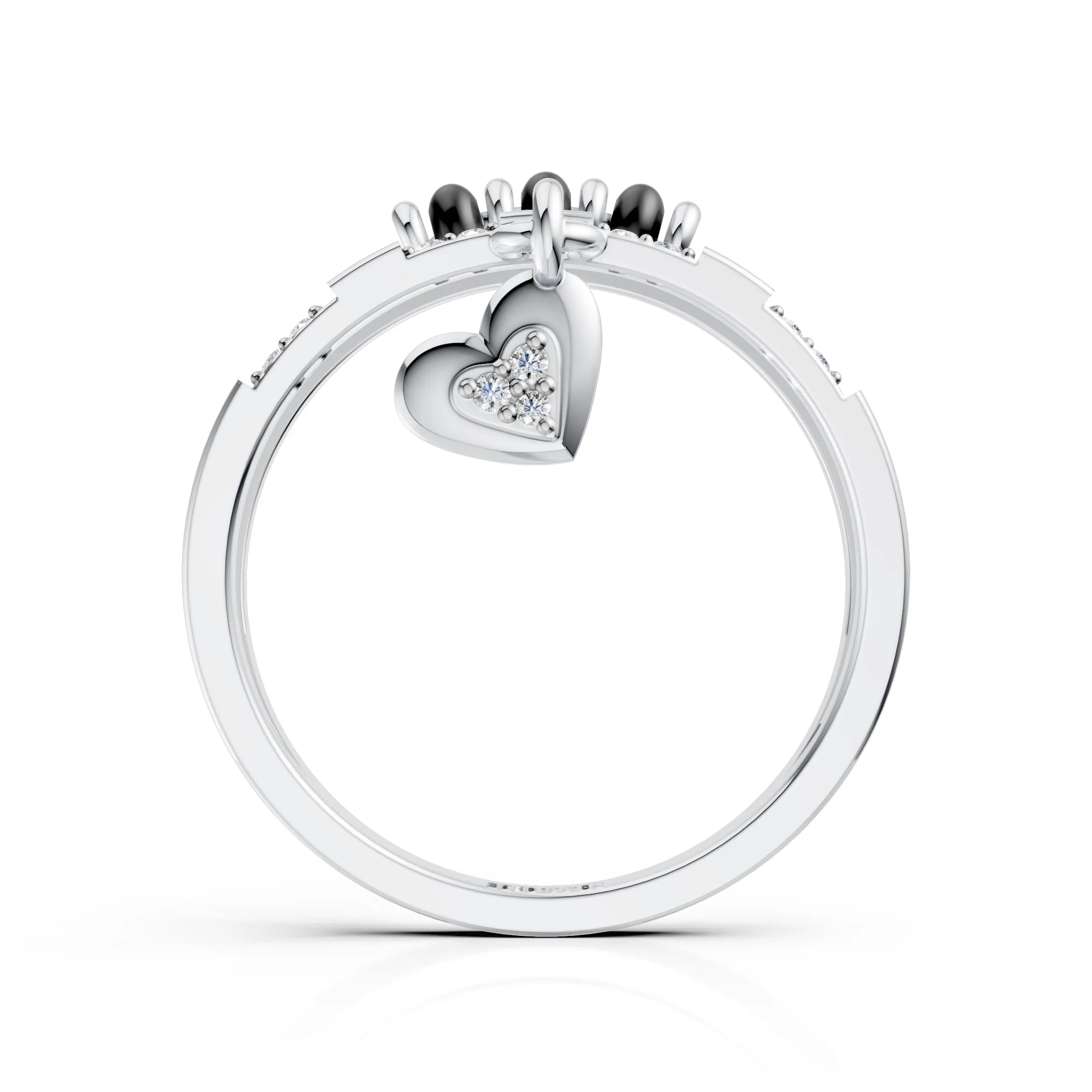 Mangalsutra Bead Ring with Heart Charm