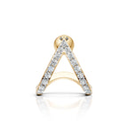 V-Shaped Round Diamond Hoop Studs