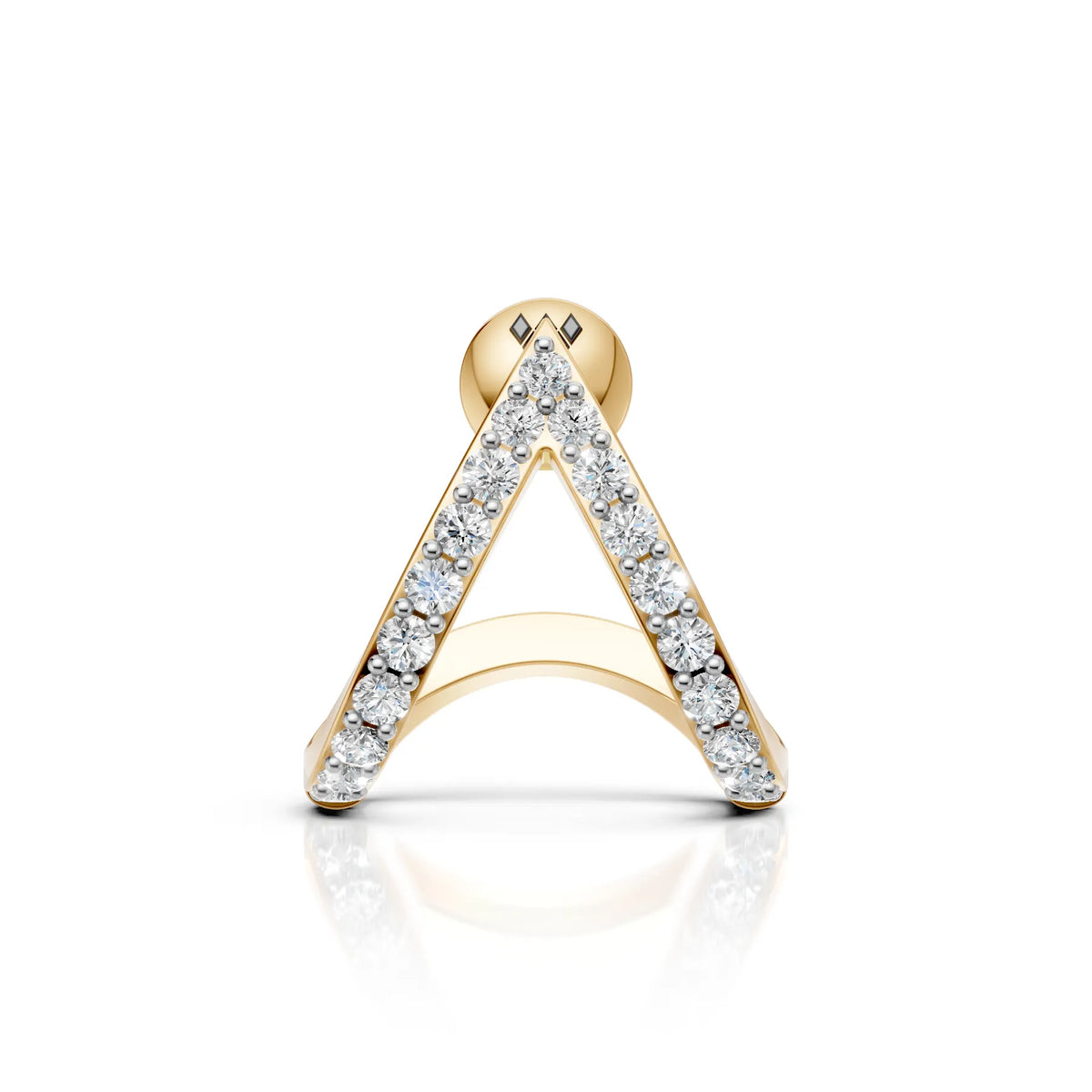 V-Shaped Round Diamond Hoop Studs