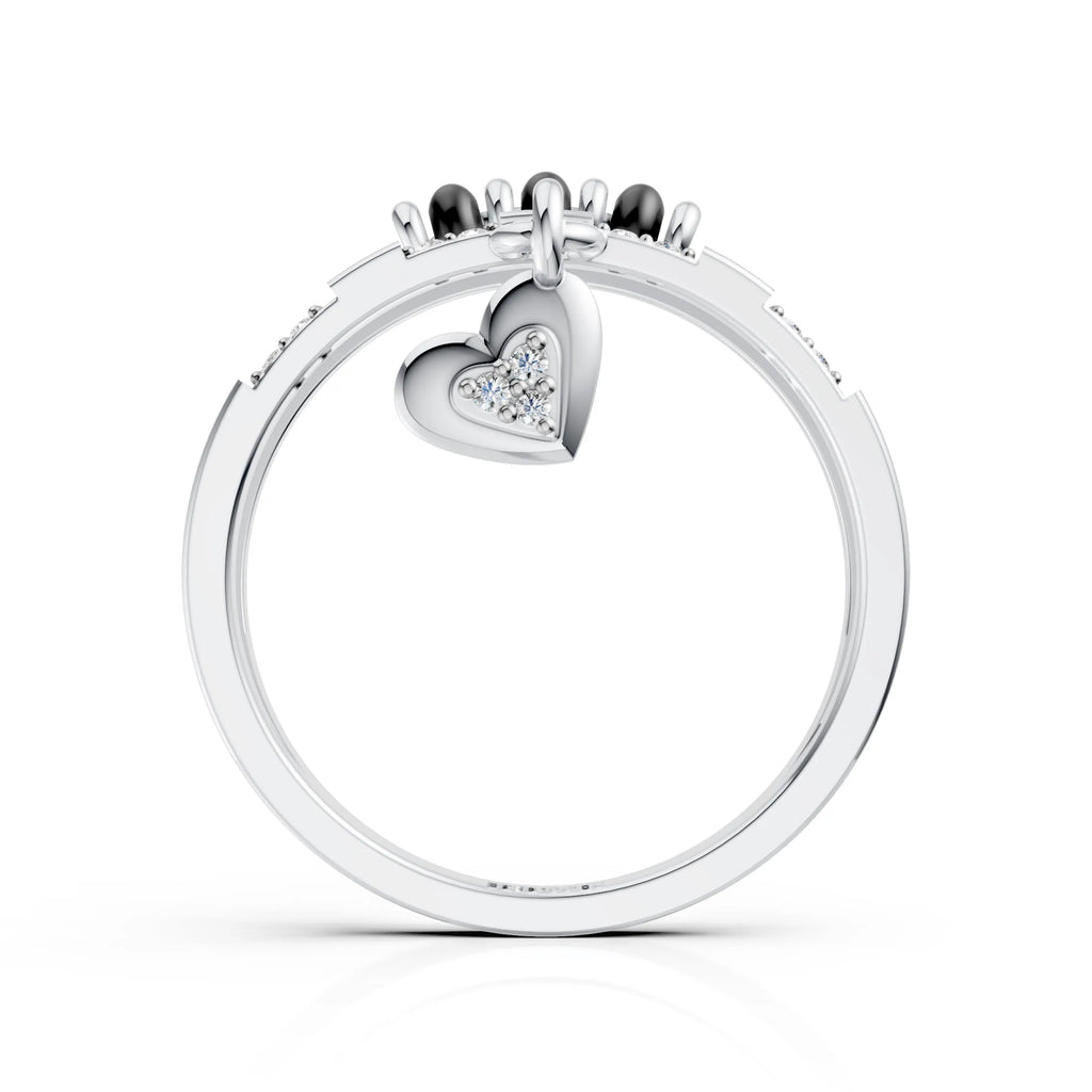 Mangalsutra Bead Ring with Heart Charm