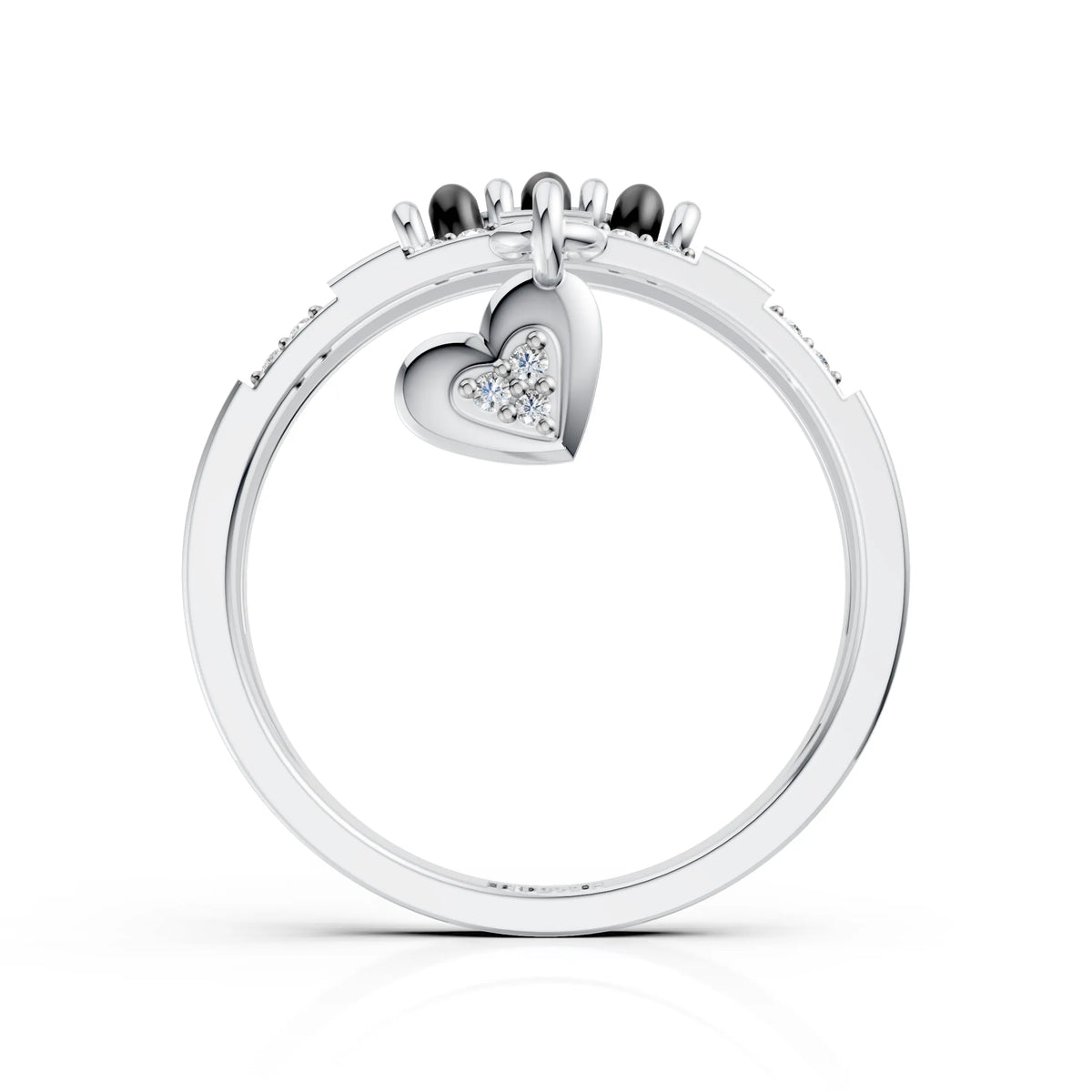 Mangalsutra Bead Ring with Heart Charm