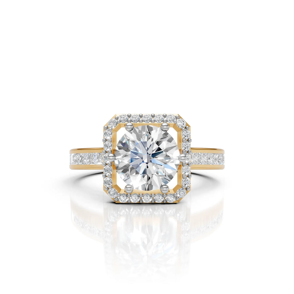 Round Halo Solitaire Ring