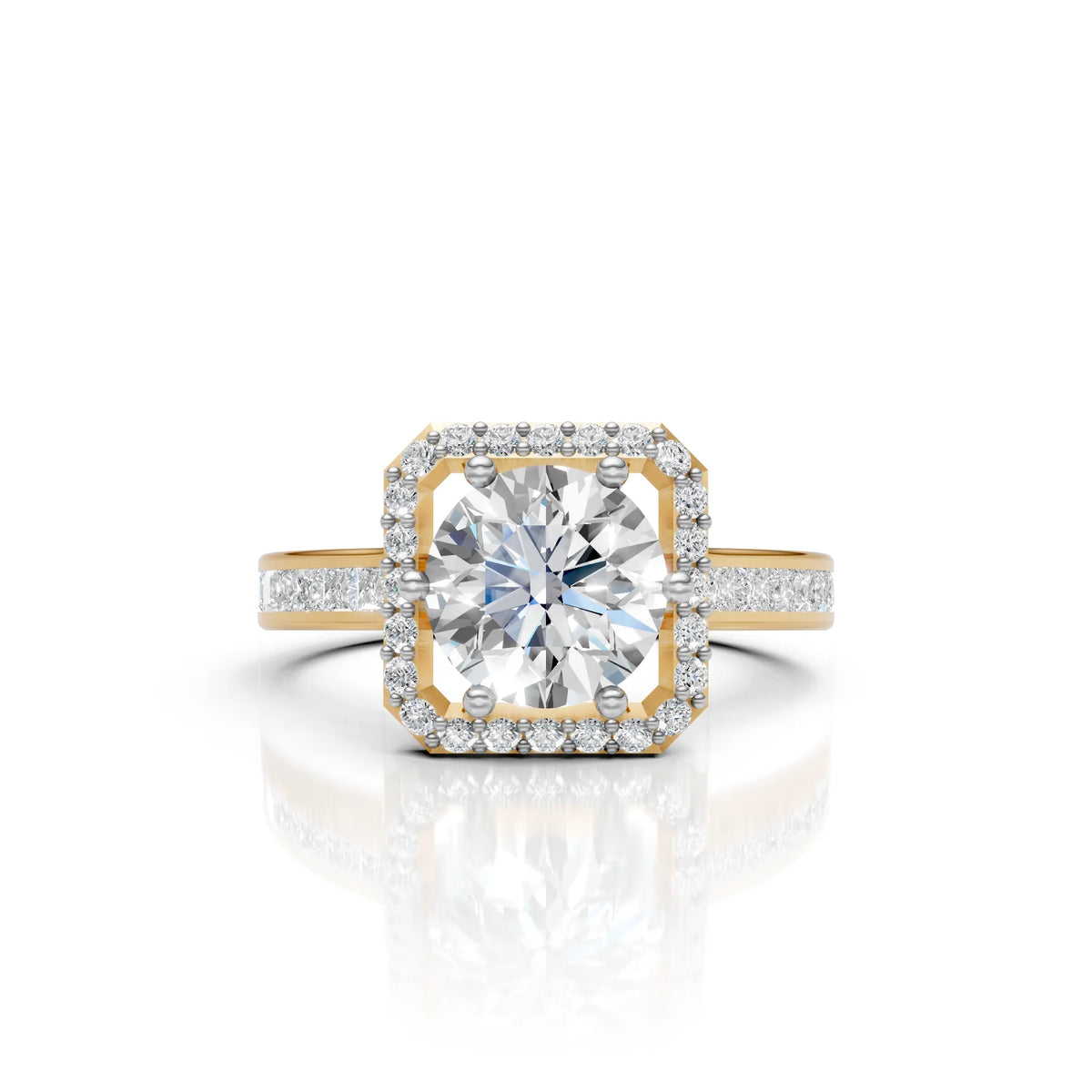 Round Halo Solitaire Ring