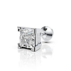 Princess Shaped Square Prong Setting Earring ( 1 PC )