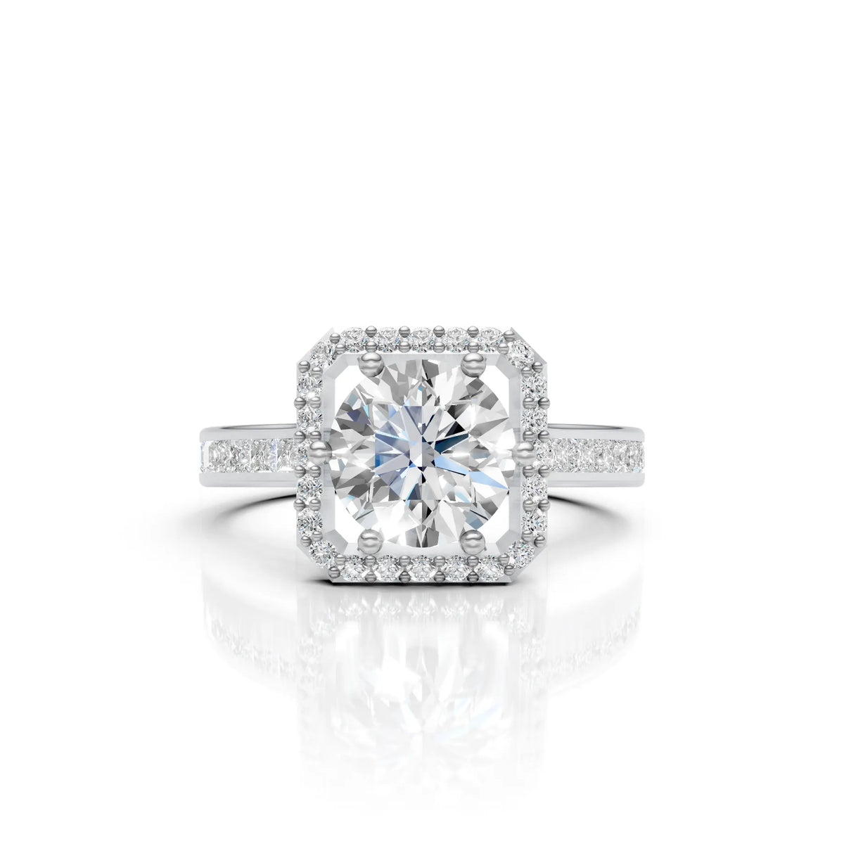 Round Halo Solitaire Ring