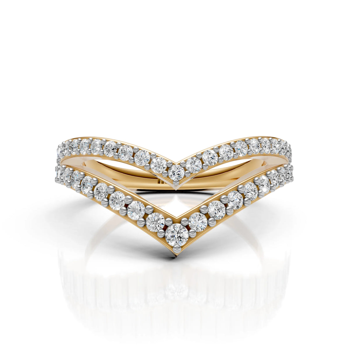 Modern Double Band Diamond Ring