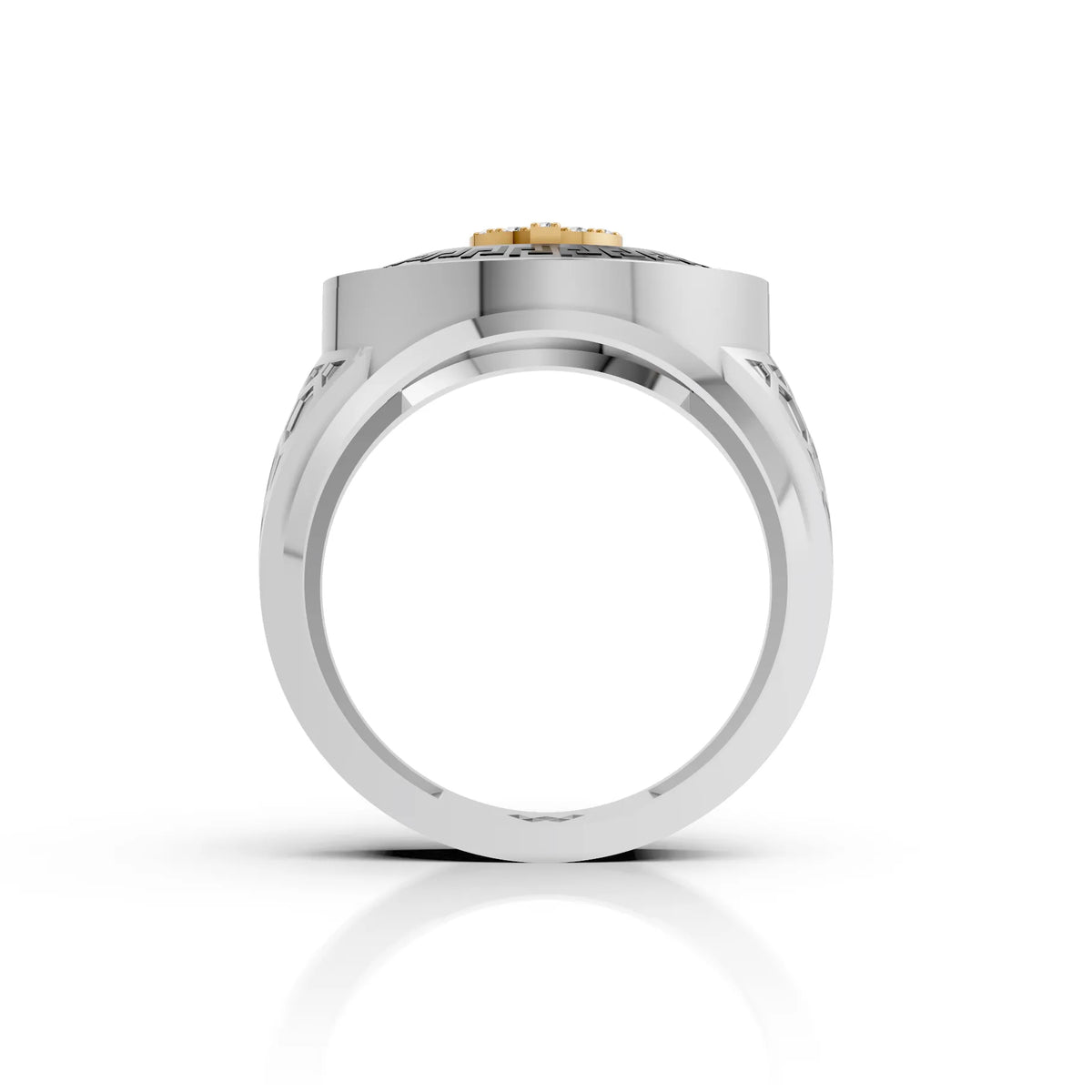 Solid Gold  And 925 Sterling Silver Gold Moissanite Diamond Bulky Dollar Ring