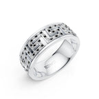 Iced Geometric Pattern Band Ring