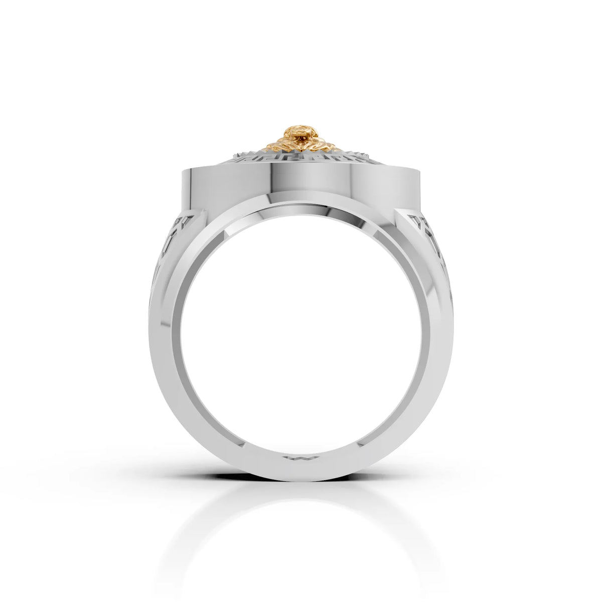 Solid Gold  And 925 Sterling Silver Gold Moissanite Diamond Bulky Lion Ring