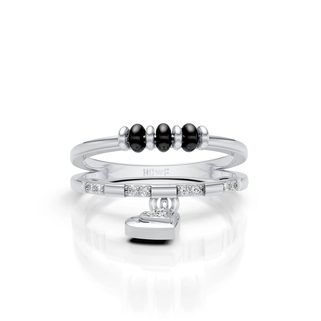 Mangalsutra Bead Ring with Heart Charm