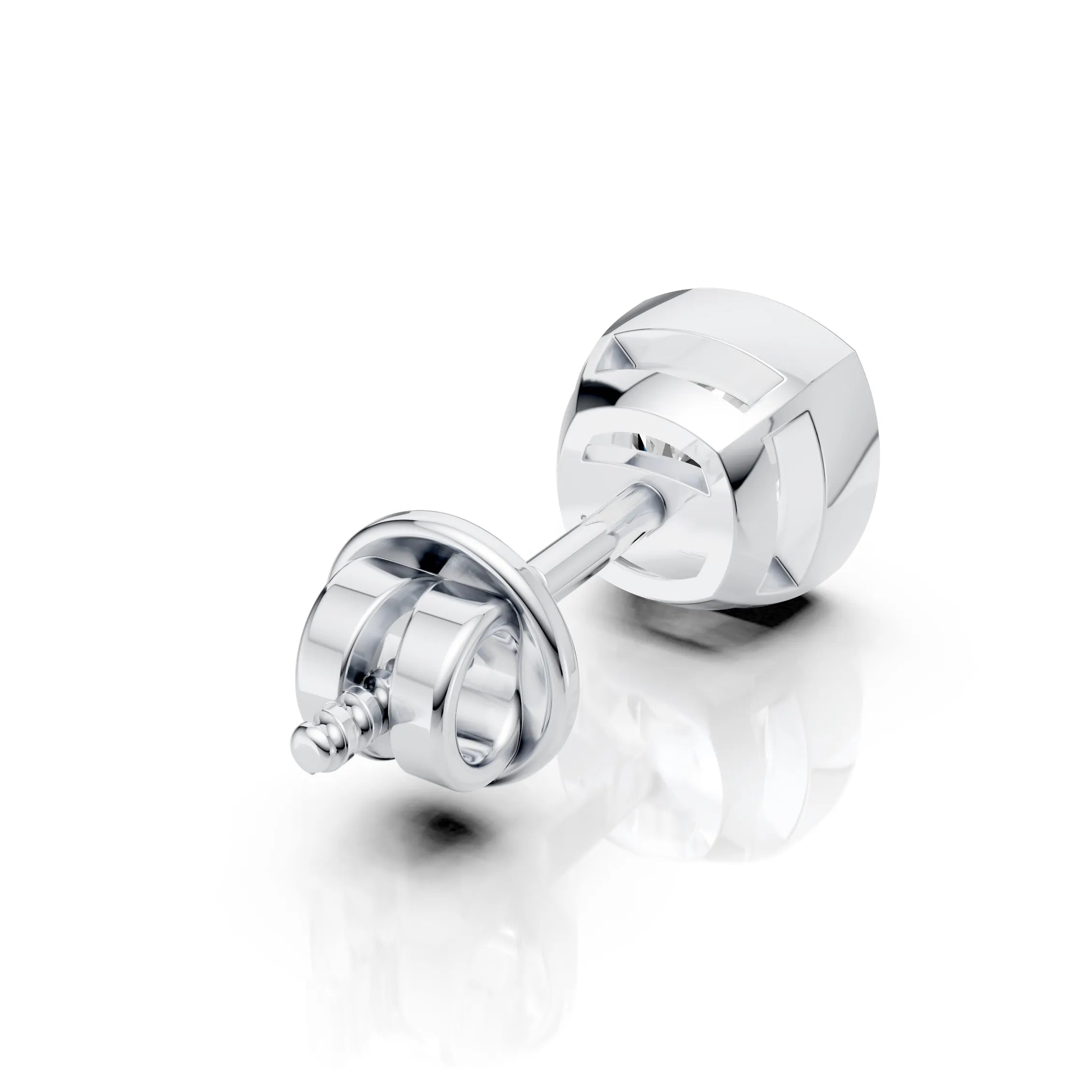 Cushion Square Shaped Bezel Setting Earring ( 1 PC)