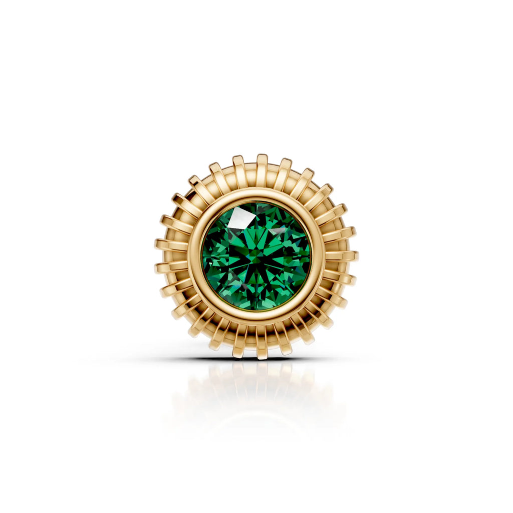Green Solitaire Sunburst Studs