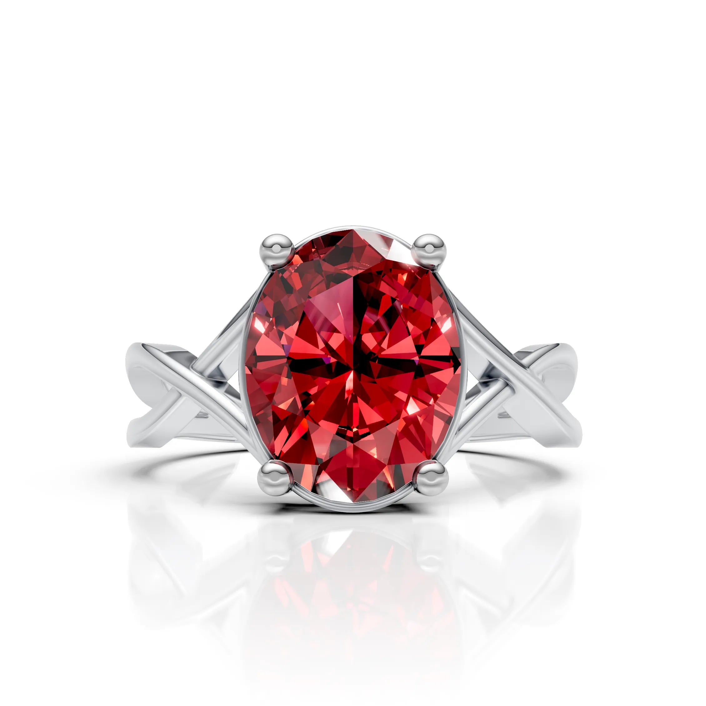 Modern Round Ruby Solitaire Ring