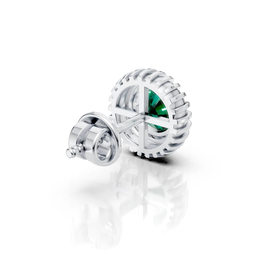 Green Solitaire Sunburst Studs