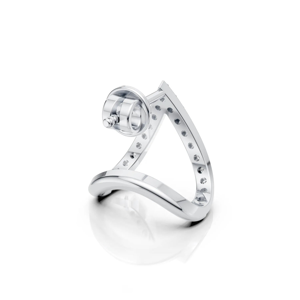 V-Shaped Round Diamond Hoop Studs