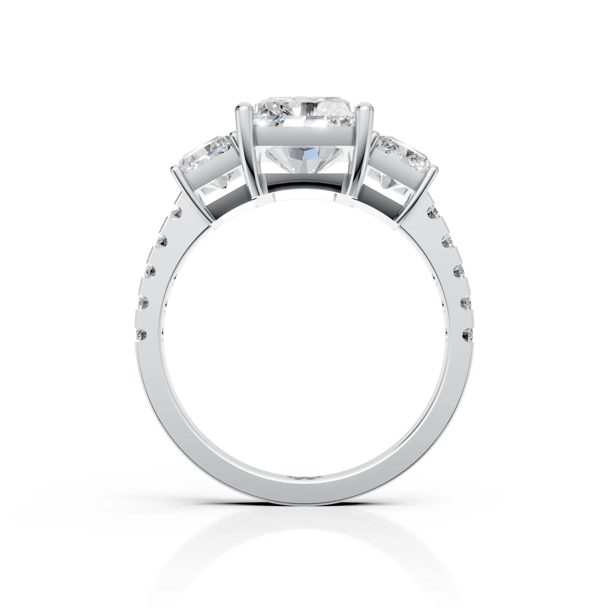 Radiant Cut Three Stone Diamond Ring