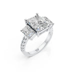 Radiant Cut Three Stone Diamond Ring