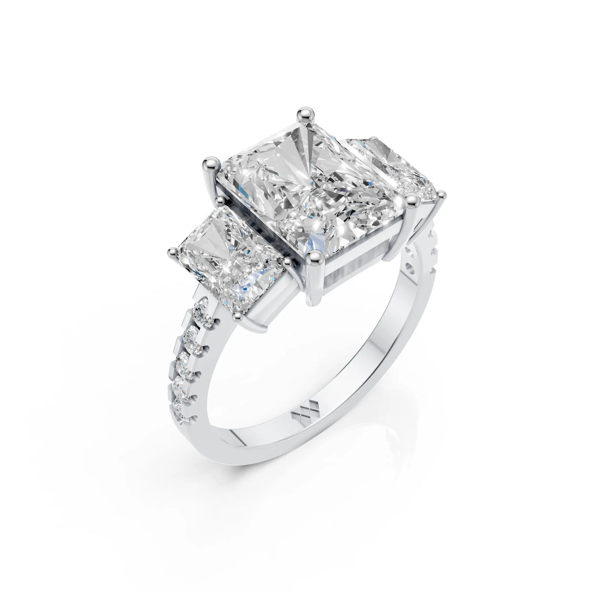 Radiant Cut Three Stone Diamond Ring
