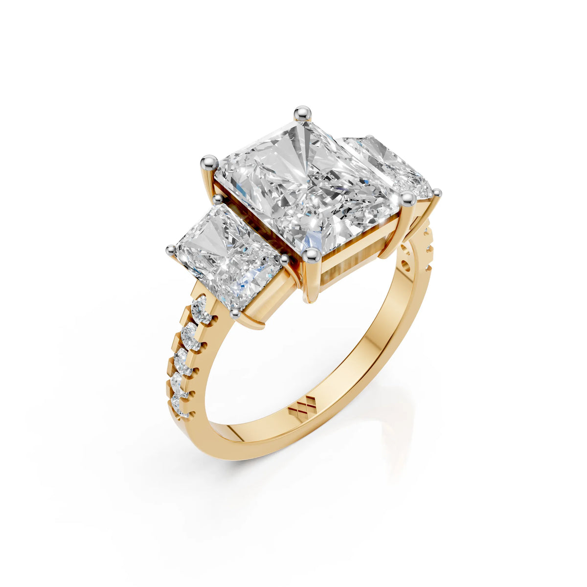 Radiant Cut Three Stone Diamond Ring