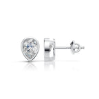 Pear Shaped Bezel Setting Earring ( 1 Pair )