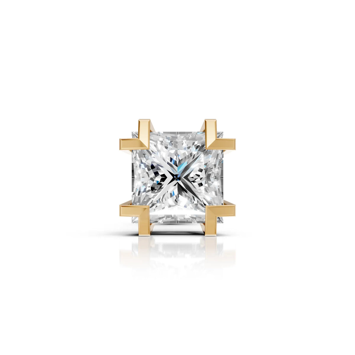 Princess Cut Corner Claw Diamond Stud (1 PC)