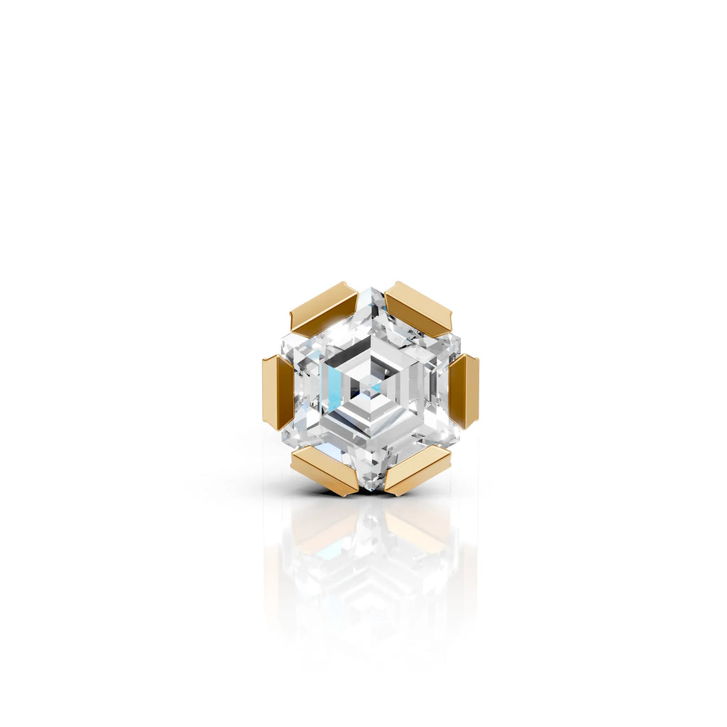 Hexagon Step Cut Solitaire Stud (1 PC)