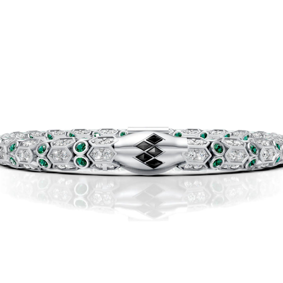 Green & White Diamond Rope Bracelet