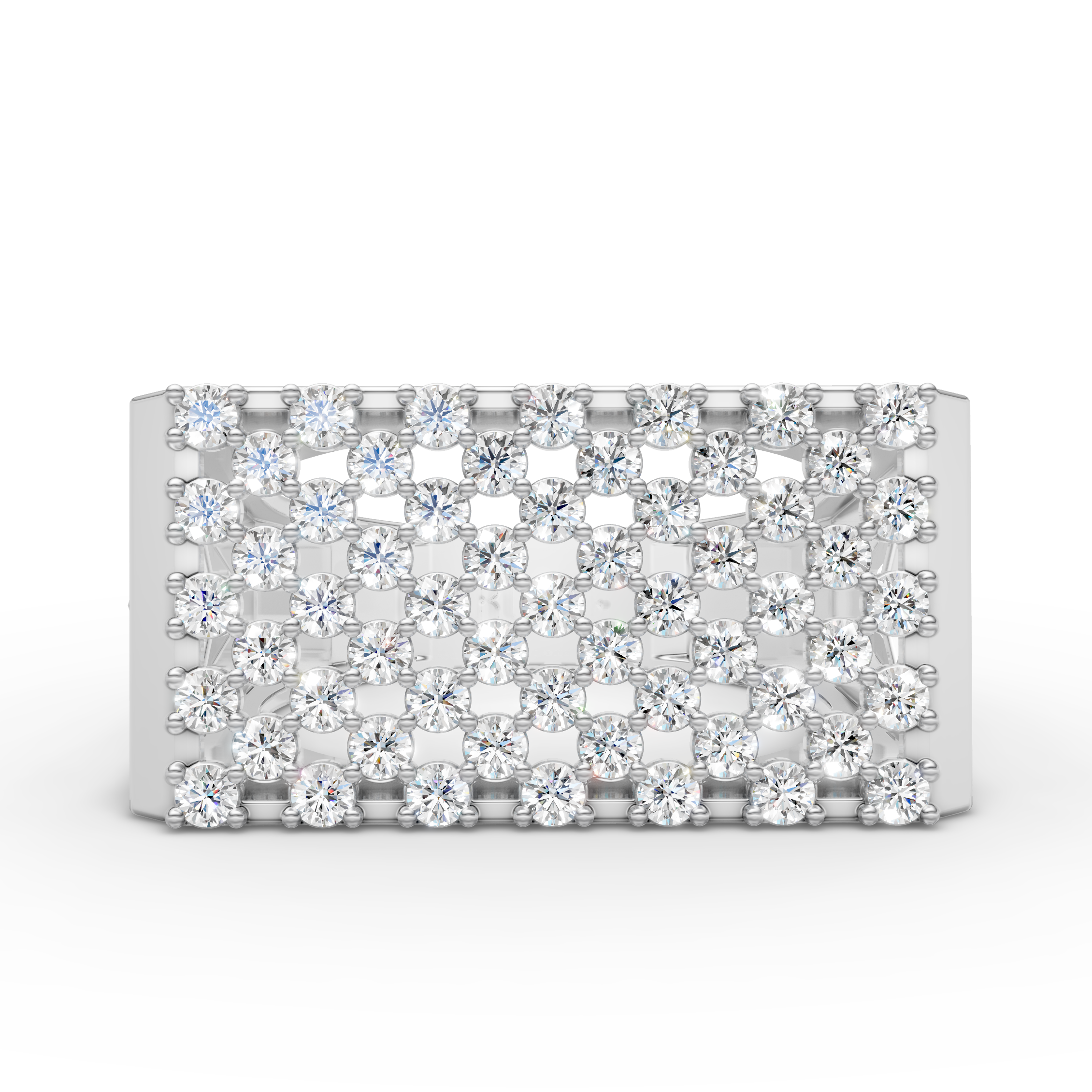 925 Sterling Silver Square Cluster Moissanite Diamon Ring