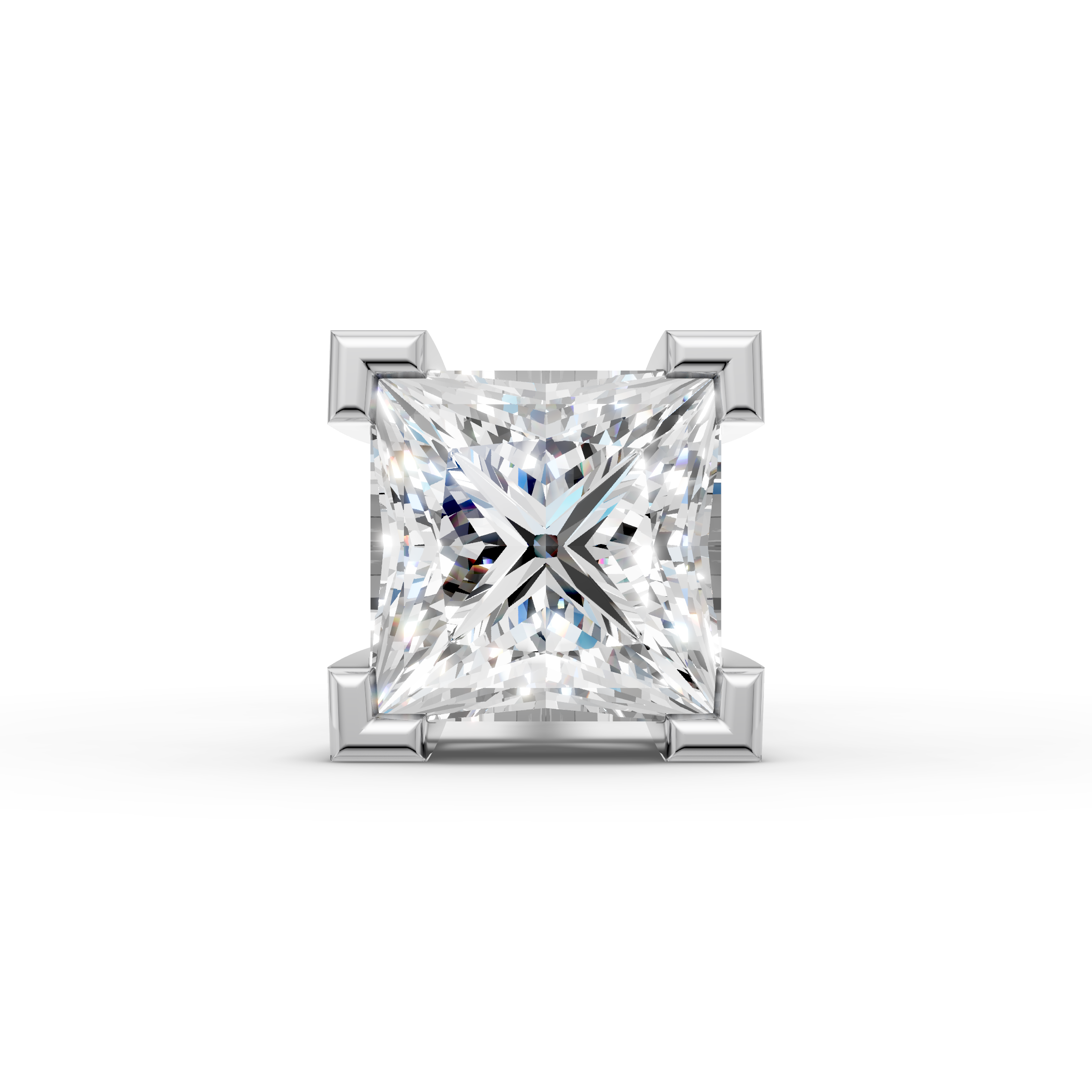 Princess Shaped Square Prong Setting Earring ( 1 PC )