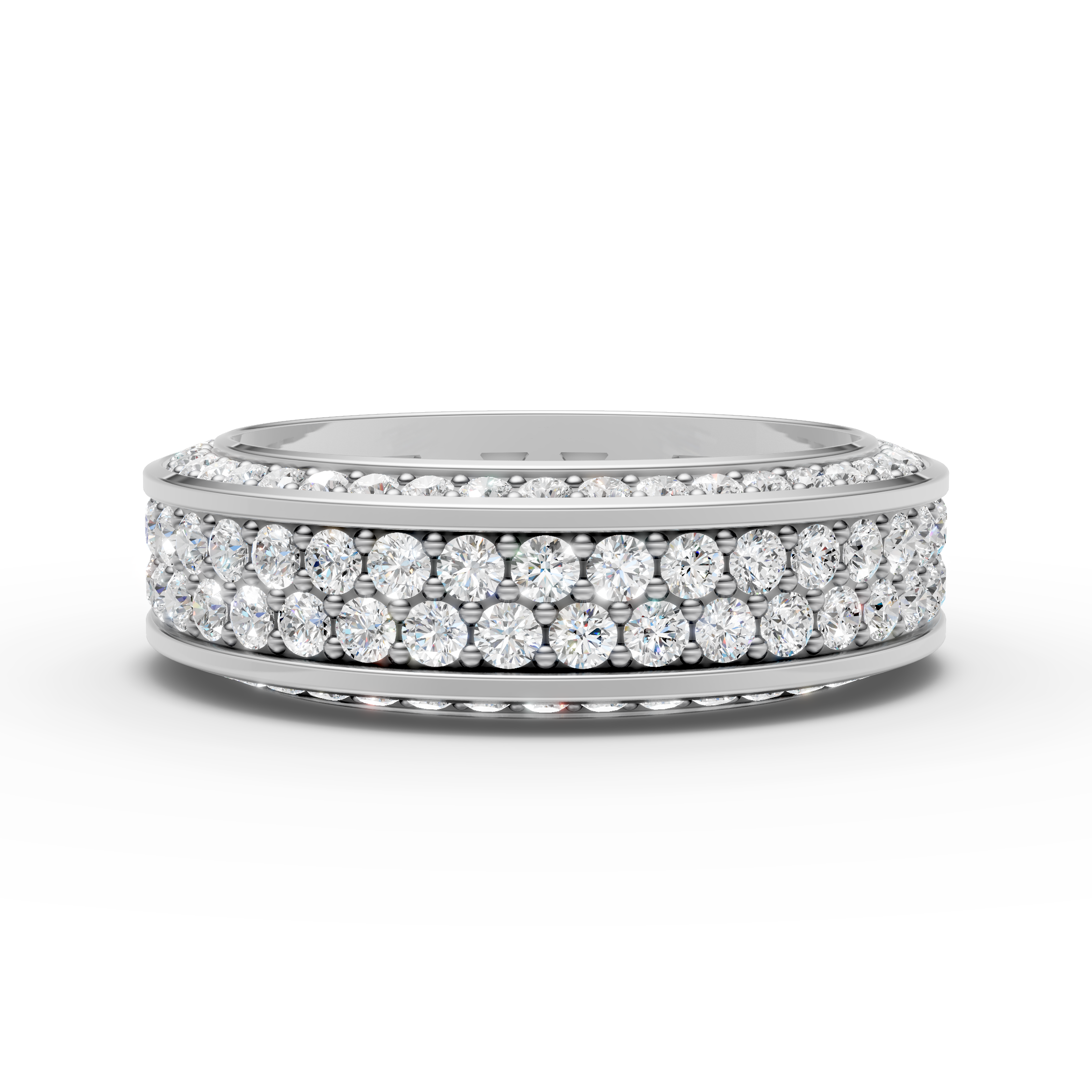 925 Sterling Silver Multi-Row Sparkle Moissanite Diamond Ring