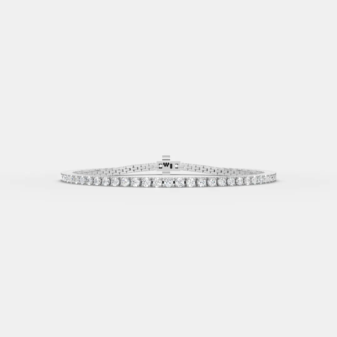 2.5 MM 925 Sterling Silver Round Shaped Moissanite Diamond Tennis Bracelet