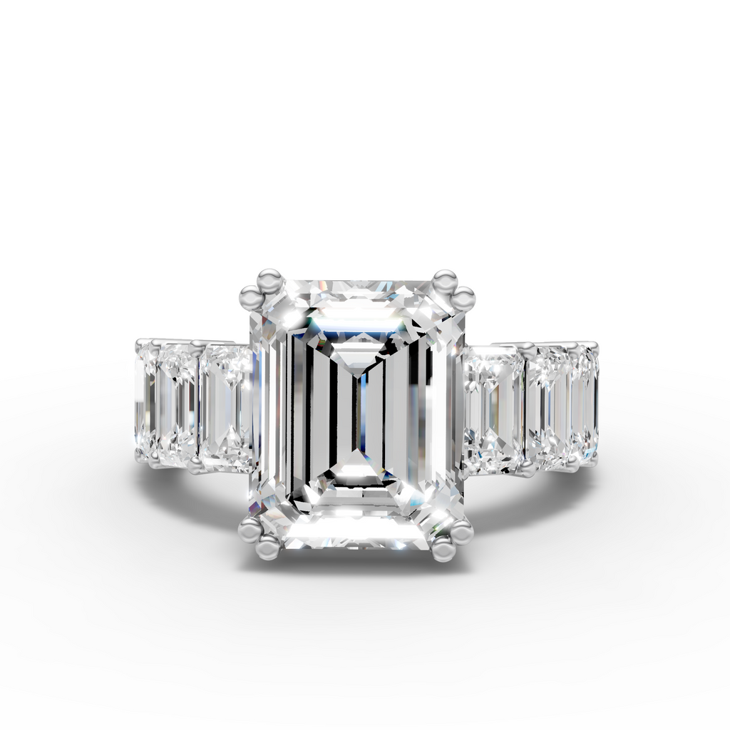 Emerald-Cut Ring with Baguette Accents