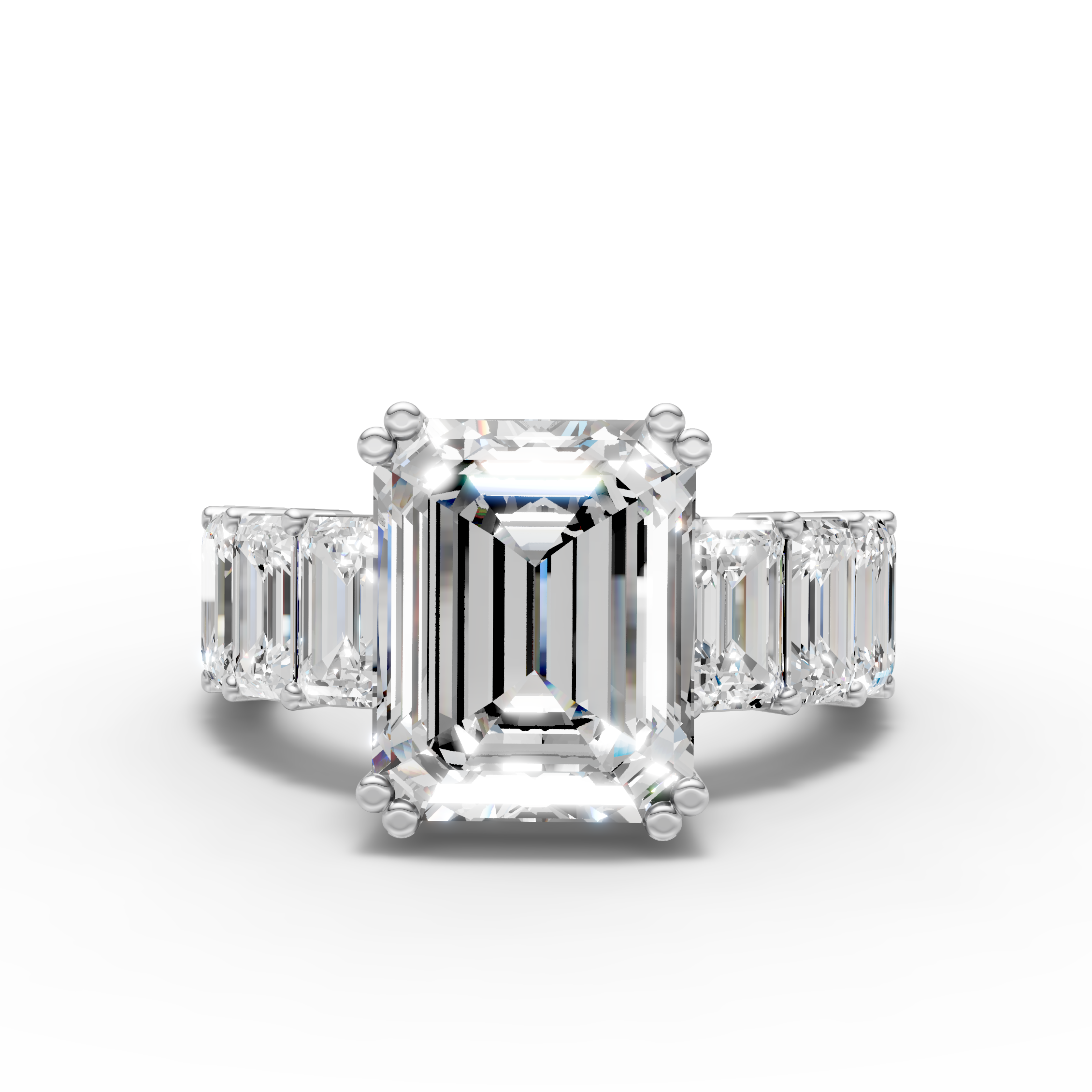 Emerald-Cut Ring with Baguette Accents
