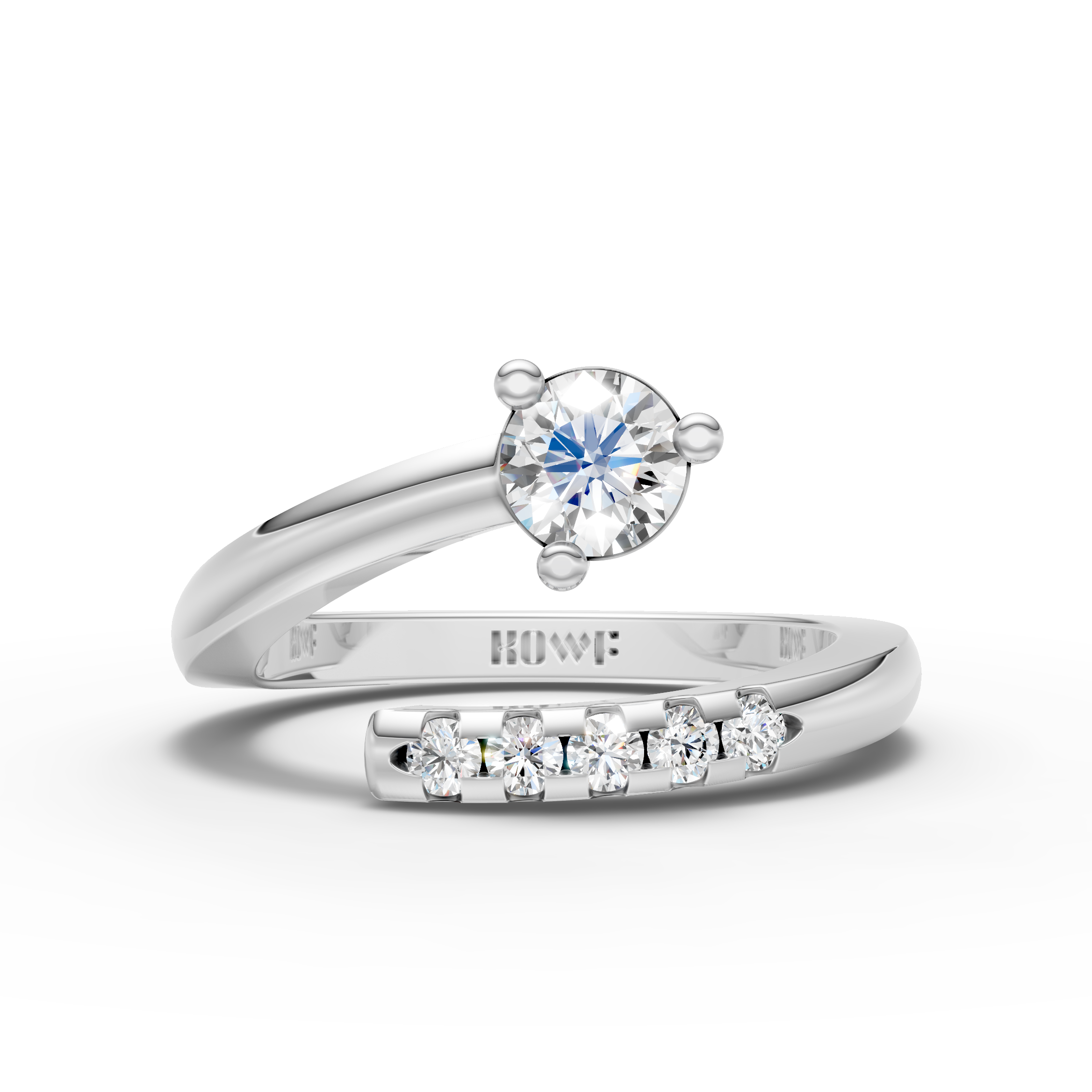 925 Sterling Silver Open Solitaire Moissanite Diamond Ring