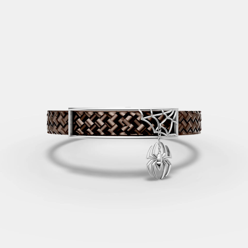 Spider Leather Belt with Hanging Spider Charm