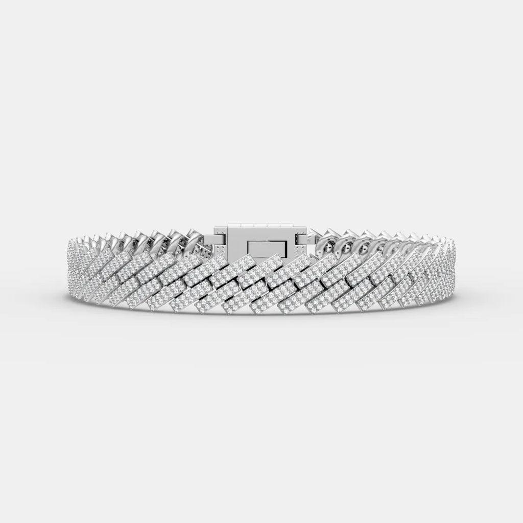 10MM Iced Full White Cuban Bracelet