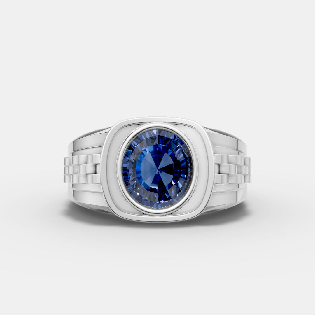 Silver Ring with Blue CZ Diamond