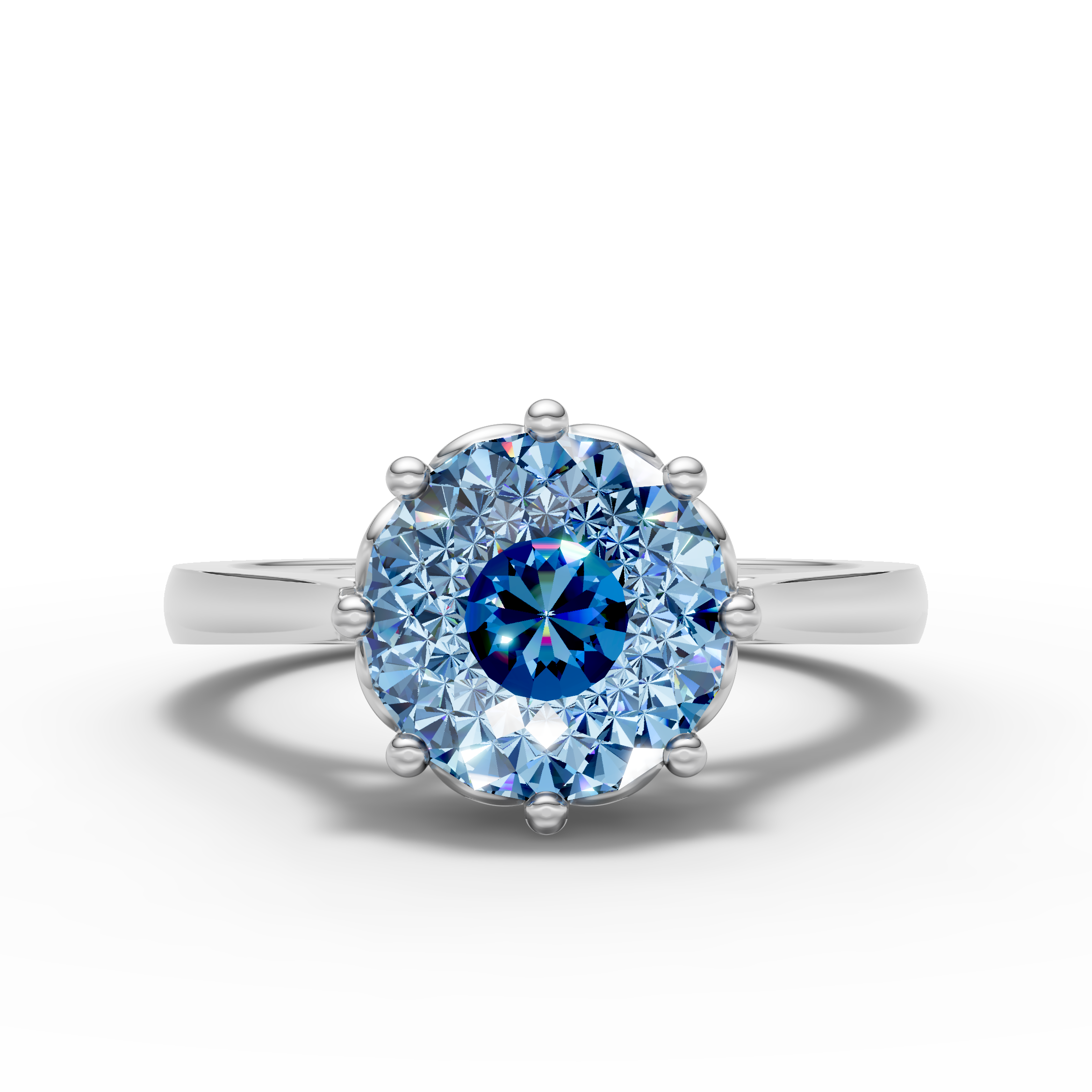 2 CT Blue Portuguese Cut Ring