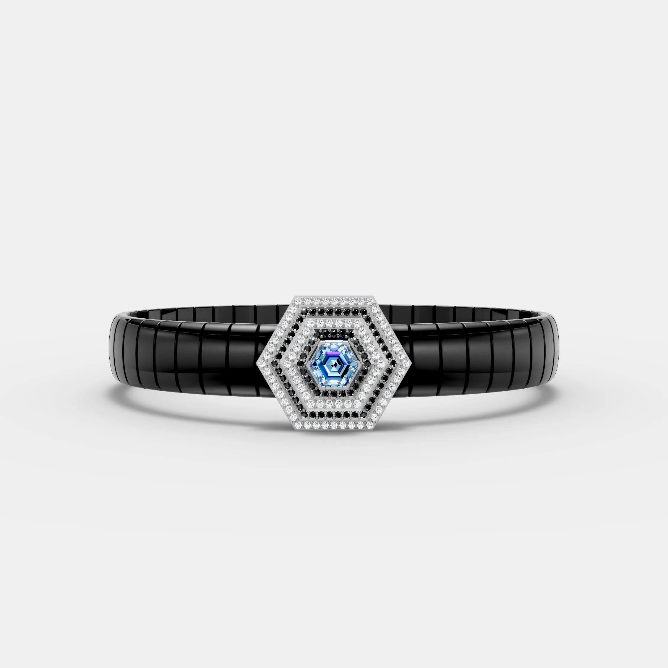 Black and White Hexagon-Shaped Moissanite Diamond Bracelet
