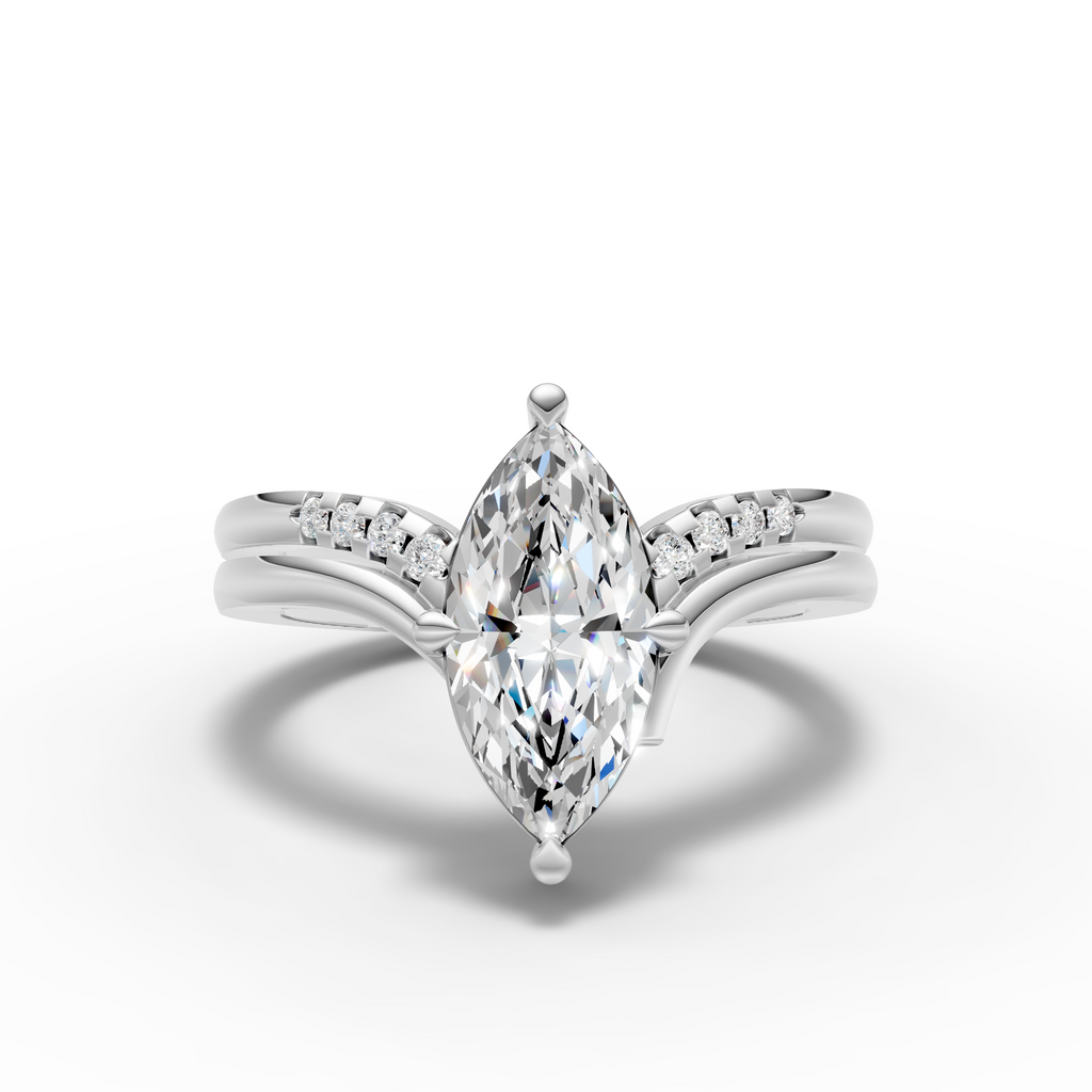 925 Sterling Silver Moissanite Diamond Marquise Ring