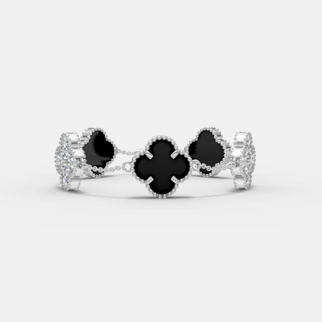 Black Malachite Flower Bracelet – Nature-Inspired Elegance