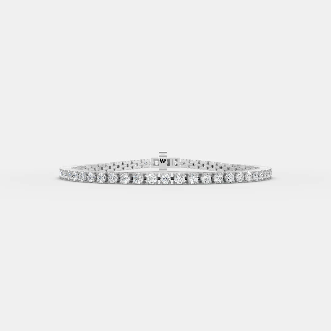 3 MM 925 Sterling Silver Round Shaped Moissanite Diamond Tennis Bracelet