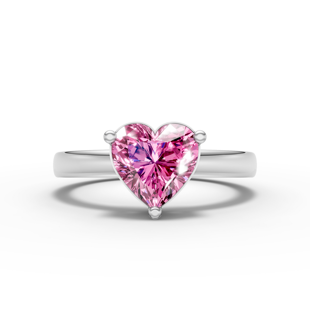 Pink Heart Solitaire Ring For Women