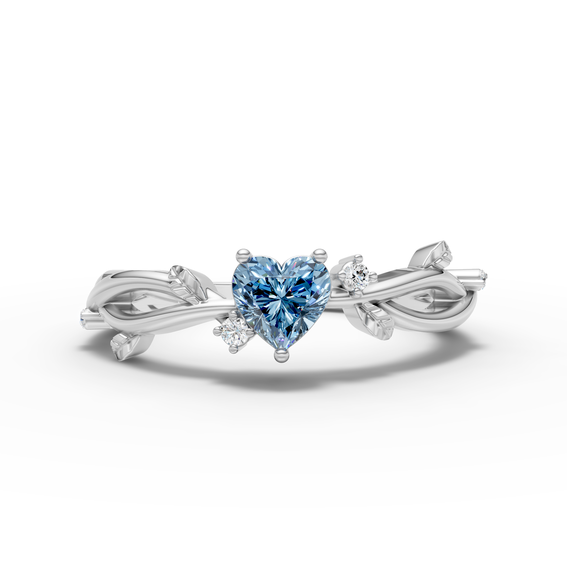 Blue Heart Solitaire Ring