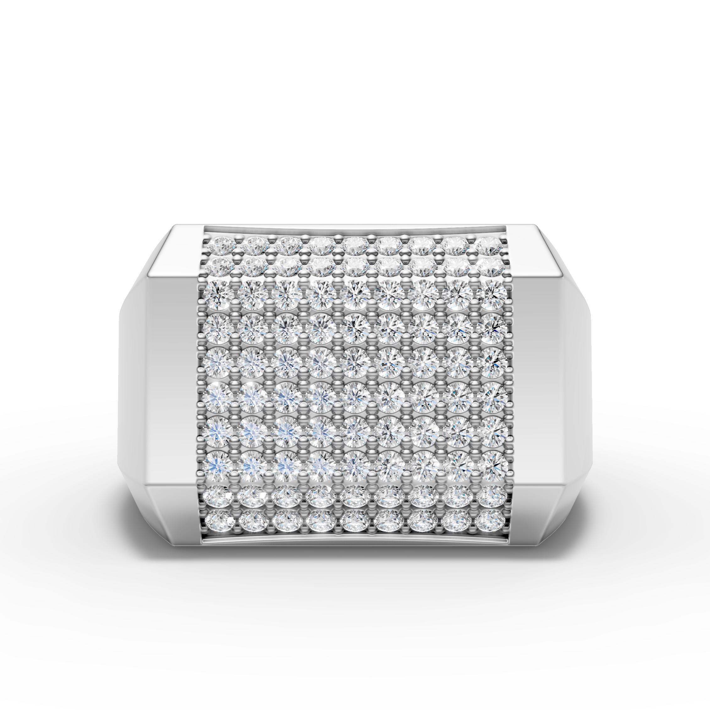 925 Sterling Silver Diamond Grid Moissanite Diamond Ring