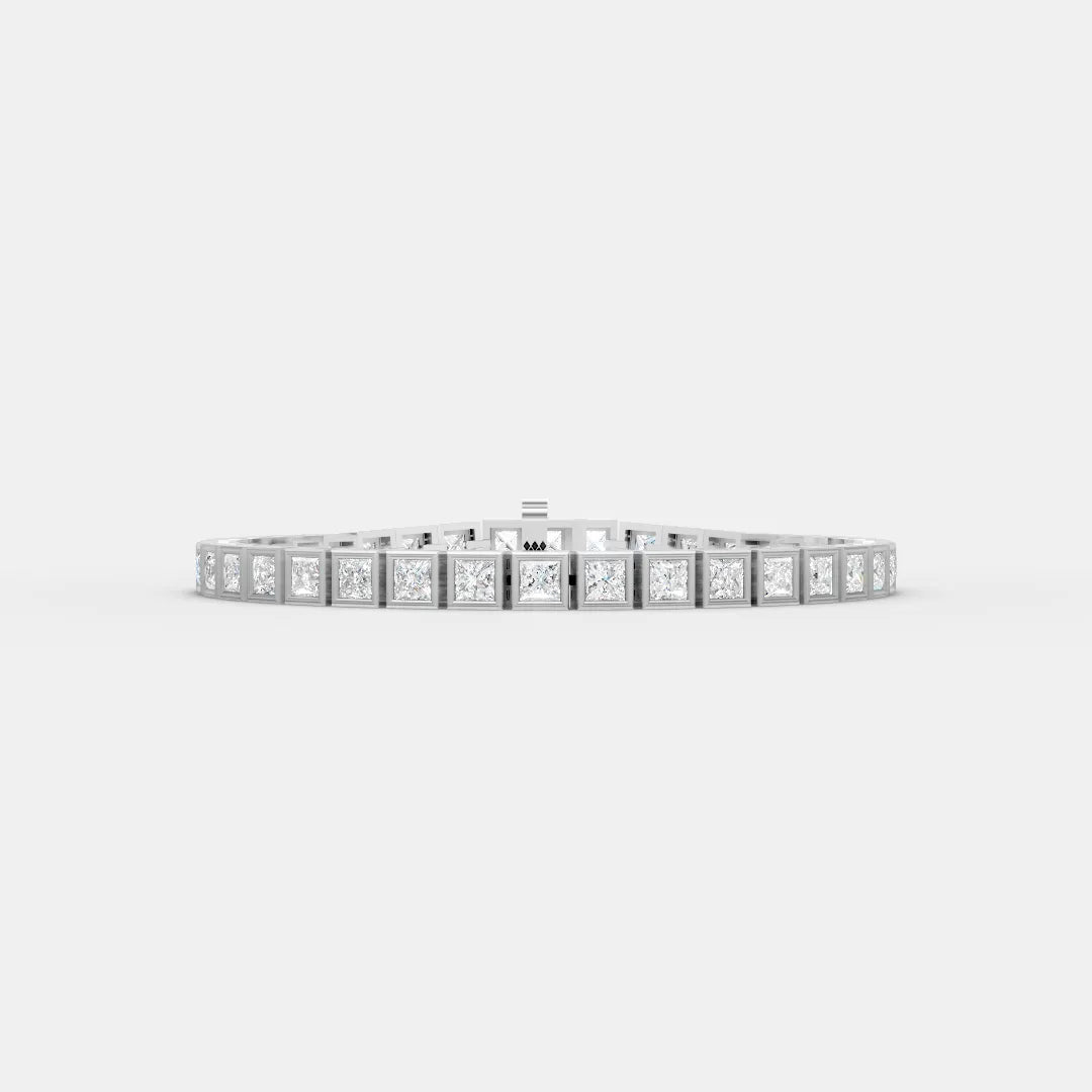 0.25 CT 925 Sterling Silver Princess Shaped Moissanite Diamond Tennis Bracelet