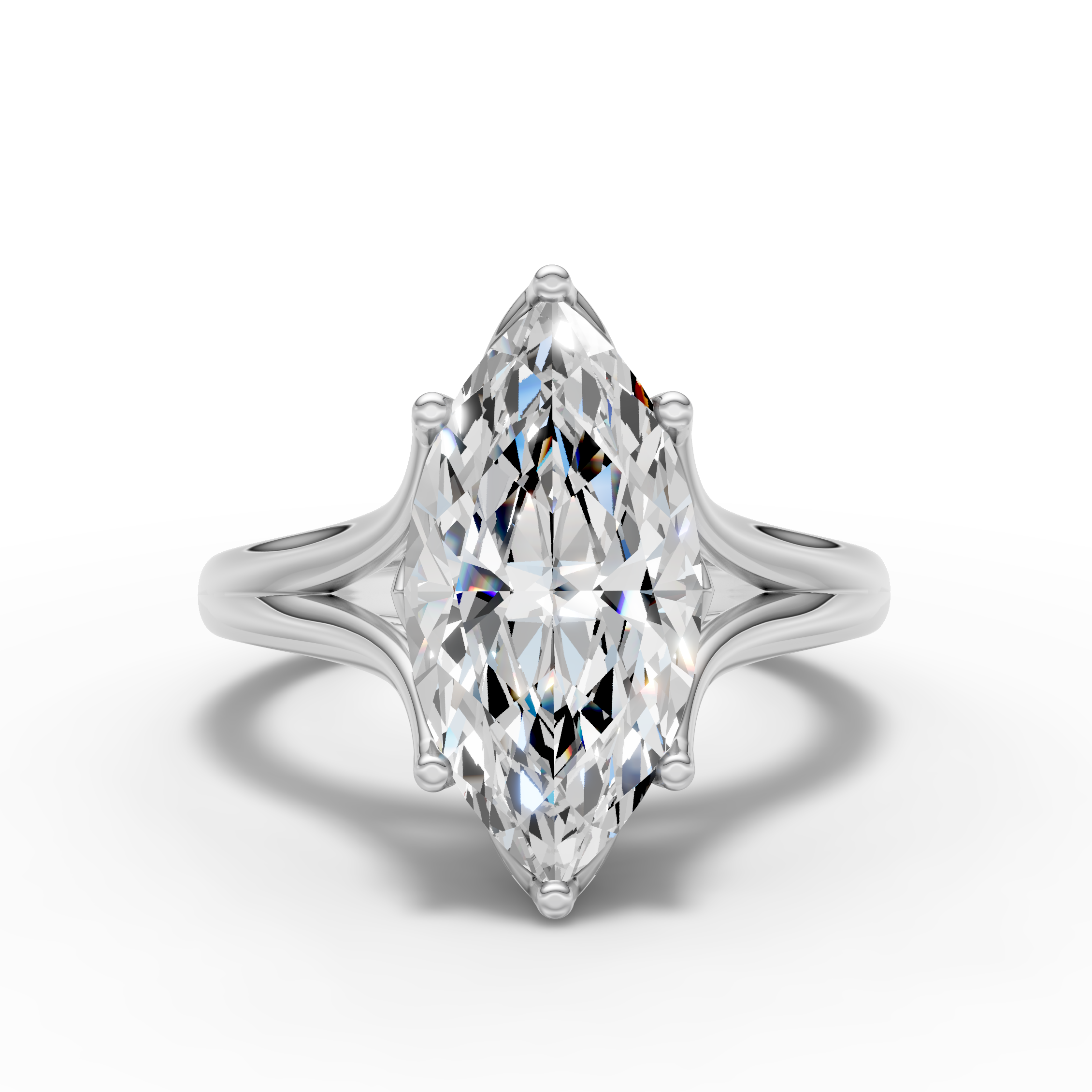 925 Sterling Silver Moissanite Diamond Marquise Solitaire  Ring