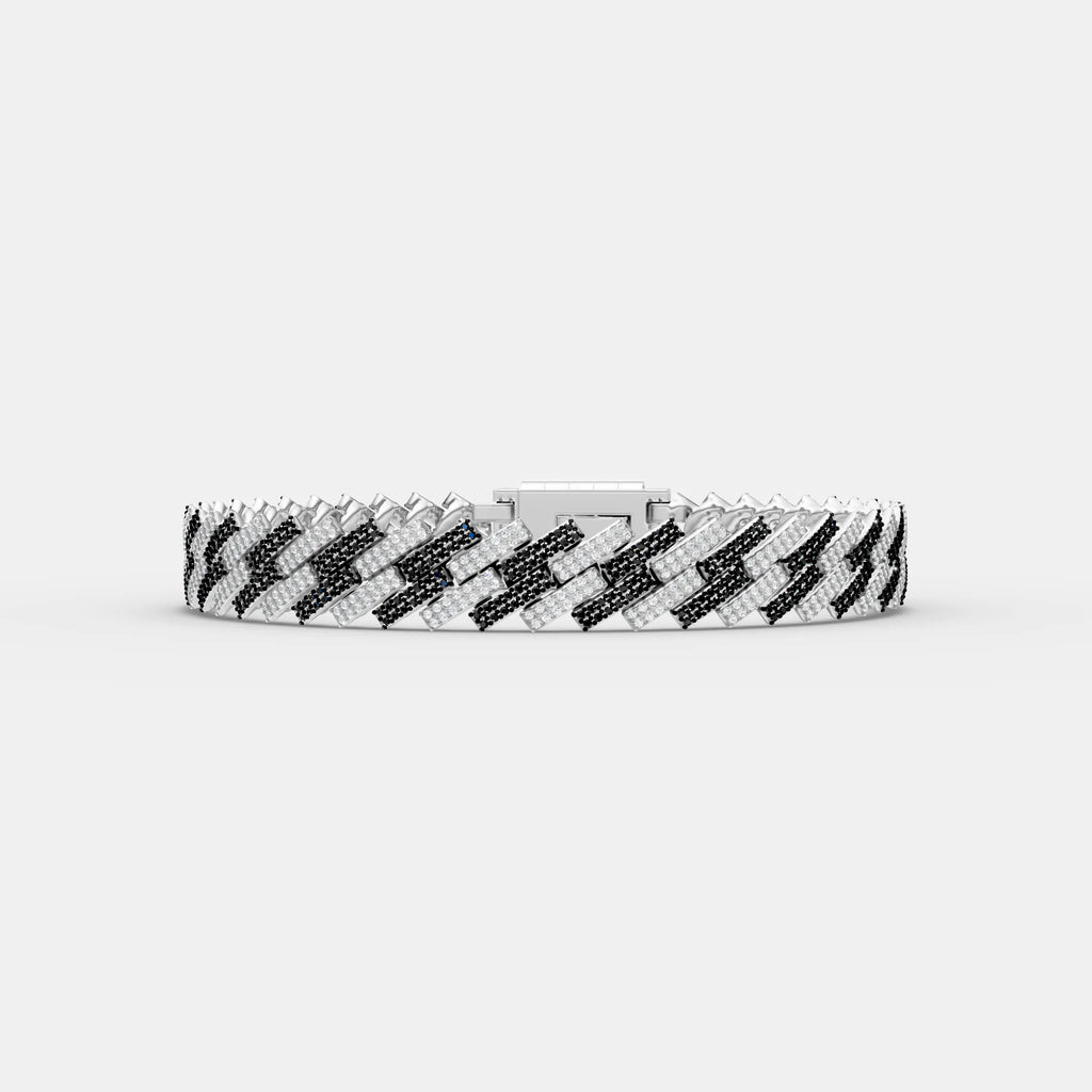 10MM Iced Black & White Cuban Bracelet