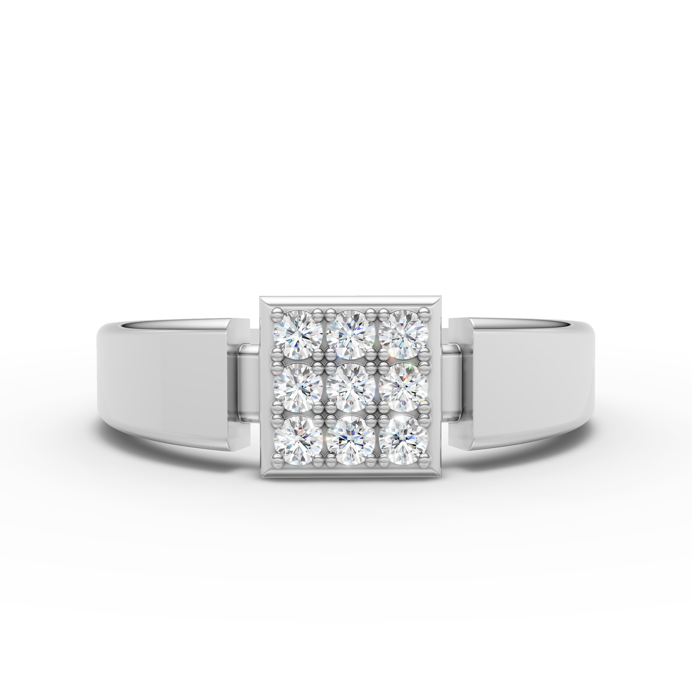925 Sterling Square Cluster Moissanite Diamond Ring